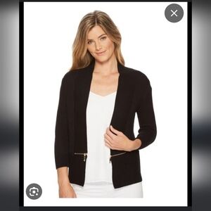 IVANKA TRUMP WOMEN'S OPEN FRONT BLUE KNIT RIBBED CARDIGAN  S